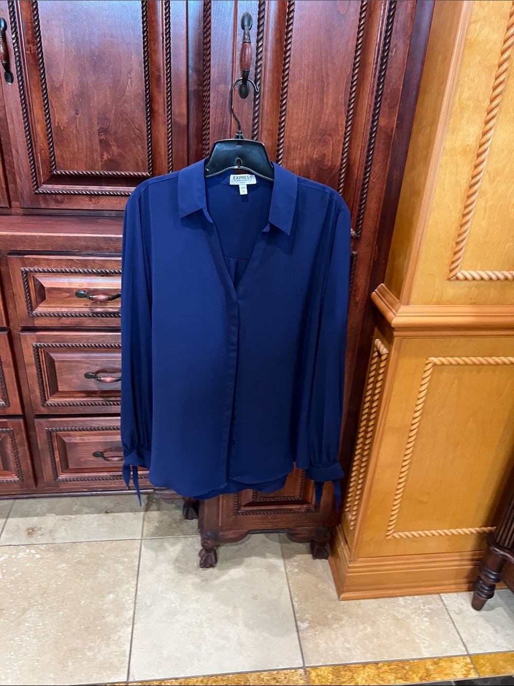 Express Women’s Navy Blue Button-Front Blouse